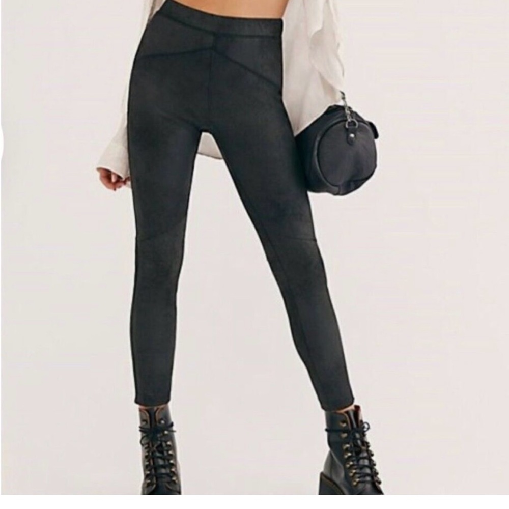 Free People black suede leggings